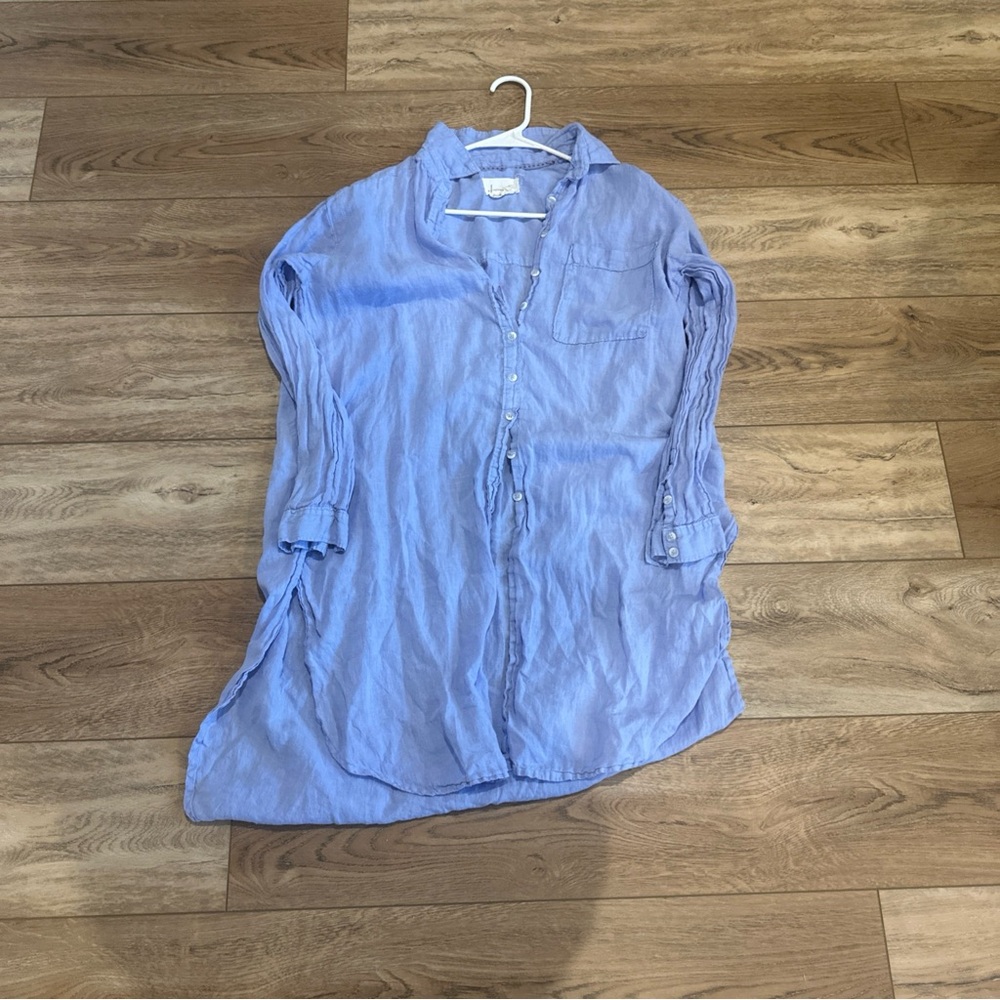Anthropologie Light Blue Button-Up Shirt Dress